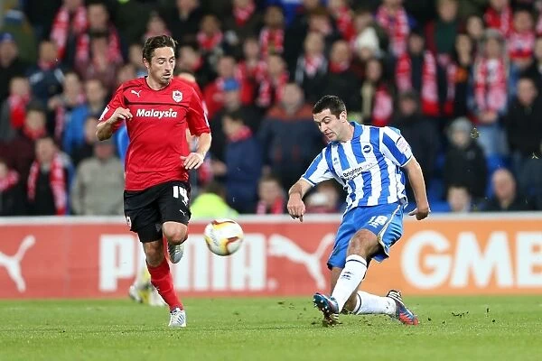 Gary Dicker of Brighton & Hove Albion in Action Against Cardiff City, Npower Championship, February 19, 2013