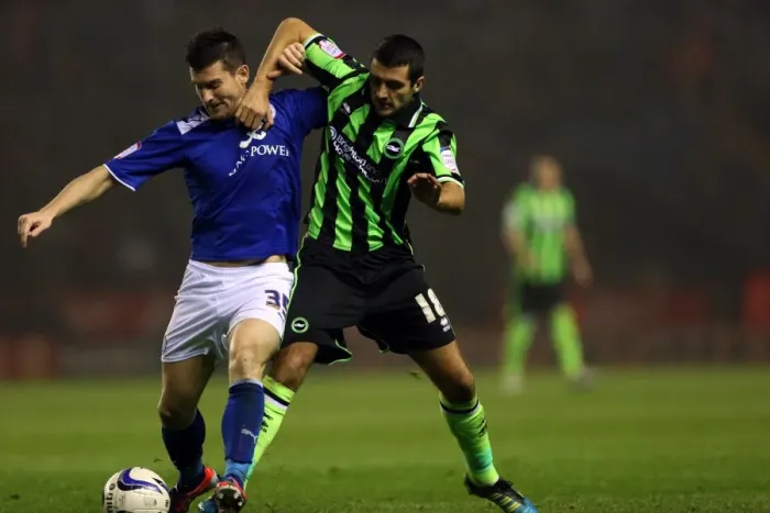 Framed Print : Gary Dicker in a Championship Battle for Possession: Brighton & Hove Albion vs. Burnley (2012) Framed Print : Gary Dicker in a Championship Battle for Possession: Brighton & Hove Albion vs. Burnley (2012)