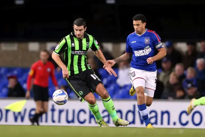 Framed Print : Gary Dicker: Intense Moment at Ipswich as Brighton & Hove Albion Take on Blackburn, Npower Championship, January 2013