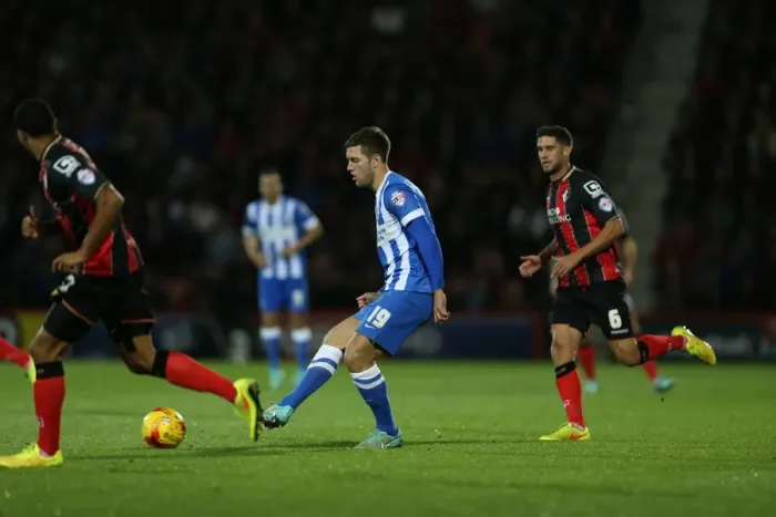 Framed Print : Gary Gardner of Brighton and Hove Albion in Action at Bournemouth's Goldsands Stadium during SkyBet Championship Match, 1st November 2014 Framed Print : Gary Gardner of Brighton and Hove Albion in Action at Bournemouth's Goldsands Stadium during SkyBet Championship Match, 1st November 2014