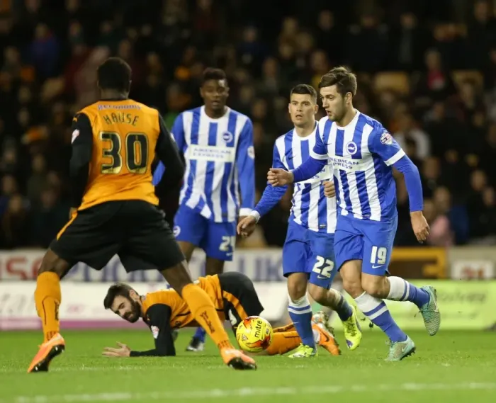 Framed Print : Gary Gardner of Brighton and Hove Albion Faces Off Against Wolverhampton Wanderers in Sky Bet Championship Clash (20DEC14) Framed Print : Gary Gardner of Brighton and Hove Albion Faces Off Against Wolverhampton Wanderers in Sky Bet Championship Clash (20DEC14)