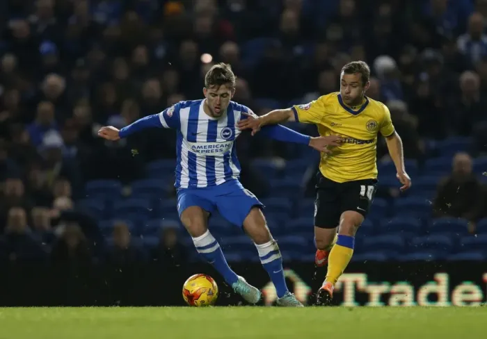 Framed Print : Gary Gardner Clash: Brighton & Hove Albion vs Wigan Athletic, Championship Match, American Express Community Stadium (November 2014) Framed Print : Gary Gardner Clash: Brighton & Hove Albion vs Wigan Athletic, Championship Match, American Express Community Stadium (November 2014)