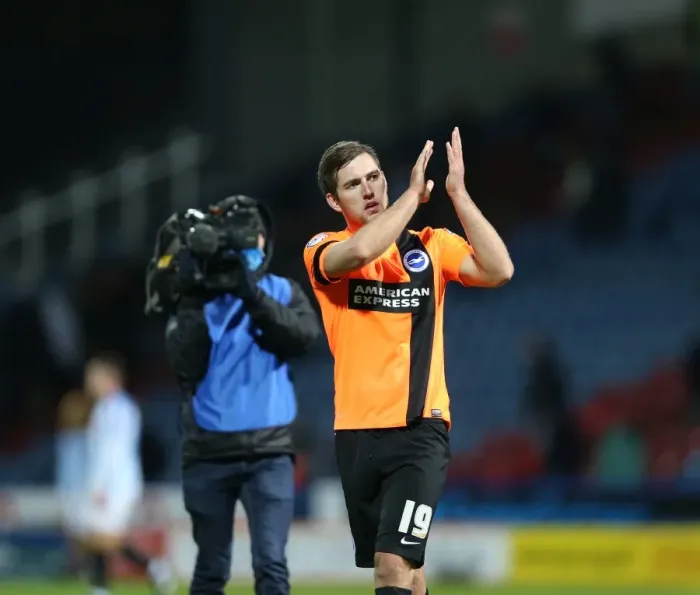 Framed Print : Gary Gardner Honors Fans: A Moment of Appreciation at Huddersfield vs. Brighton (21OCT14)
