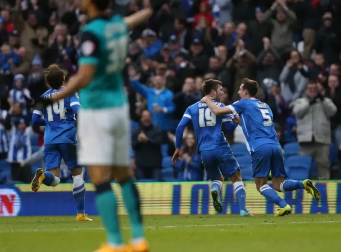 Framed Print : Gary Gardner's Stunner: Brighton and Hove Albion vs. Wigan Athletic in Sky Bet Championship (8 November 2014) Framed Print : Gary Gardner's Stunner: Brighton and Hove Albion vs. Wigan Athletic in Sky Bet Championship (8 November 2014)