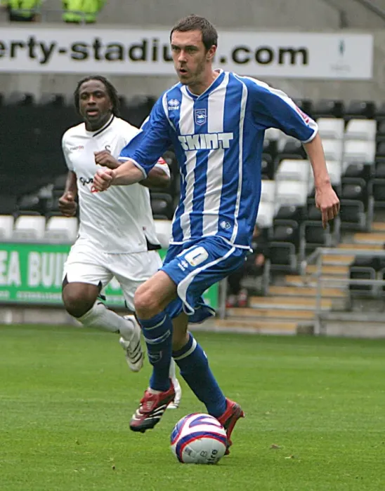 Framed Print : George O'Callaghan in Action for Brighton at Swansea, 2007 / 08 Framed Print : George O'Callaghan in Action for Brighton at Swansea, 2007 / 08