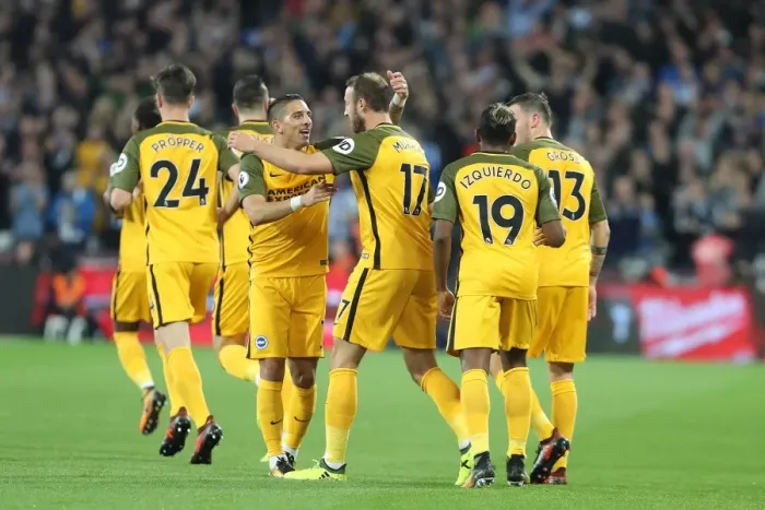 Framed Print : Glenn Murray Scores First: Brighton Takes 1-0 Lead Over West Ham United (20OCT17)