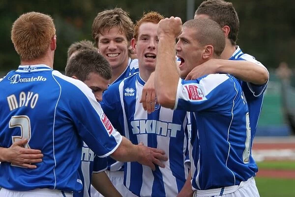 Goal Celebration. Dean Cox celebrates the first of 8 against Northwich Vics