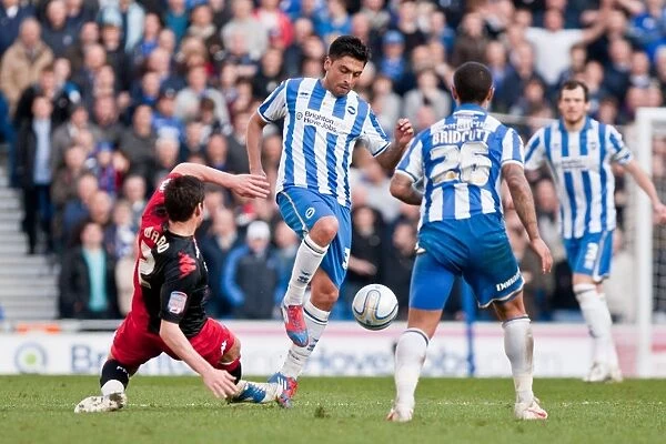 Gonzalo Jara Reyes in Action for Brighton & Hove Albion vs Portsmouth, Championship Clash at Amex Stadium, March 10, 2012
