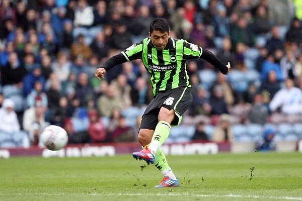 Gonzalo Jara Reyes Shoots for Brighton & Hove Albion against Burnley, Npower Championship, 2012