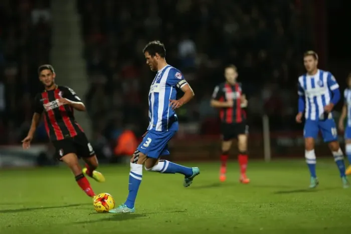 Framed Print : Gordon Greer: Battle at the Stadiums - Brighton & Hove Albion vs Bournemouth (November 2014)