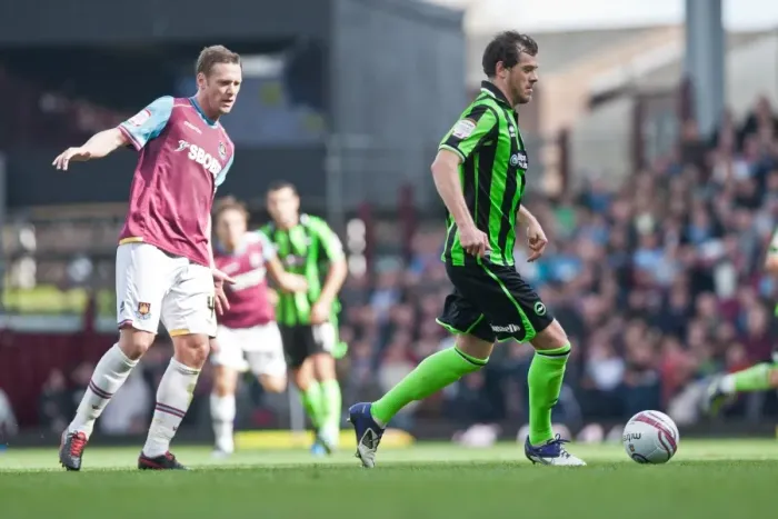 Framed Print : Gordon Greer Faces Off Against West Ham United: Brighton & Hove Albion's Championship Battle at Upton Park (April 14, 2012) Framed Print : Gordon Greer Faces Off Against West Ham United: Brighton & Hove Albion's Championship Battle at Upton Park (April 14, 2012)