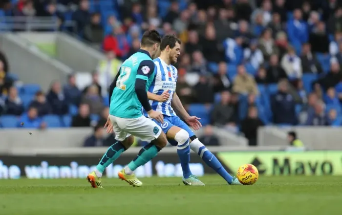 Framed Print : Gordon Greer Focuses in Brighton and Hove Albion vs Wigan Athletic Championship Clash (8 Nov 2014) Framed Print : Gordon Greer Focuses in Brighton and Hove Albion vs Wigan Athletic Championship Clash (8 Nov 2014)