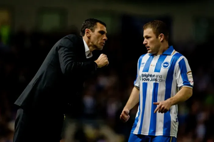 Framed Print : Gus Poyet Engages with Alan Navarro During Brighton & Hove Albion vs Cardiff City, March 2012 Framed Print : Gus Poyet Engages with Alan Navarro During Brighton & Hove Albion vs Cardiff City, March 2012