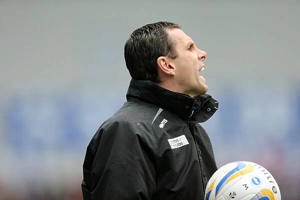 Gus Poyet Holds Ball in Intense Brighton & Hove Albion vs Crystal Palace Championship Clash (March 17, 2013)