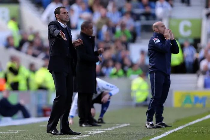 Framed Print : Gus Poyet Leading the Charge: Brighton & Hove Albion vs Blackpool, April 2013 Framed Print : Gus Poyet Leading the Charge: Brighton & Hove Albion vs Blackpool, April 2013