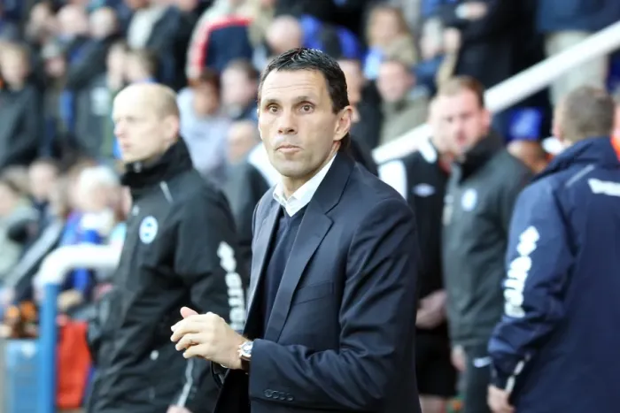 Framed Print : Gus Poyet Leads Brighton & Hove Albion Against Middlesbrough in Championship Clash at Peterborough (April 16, 2013)