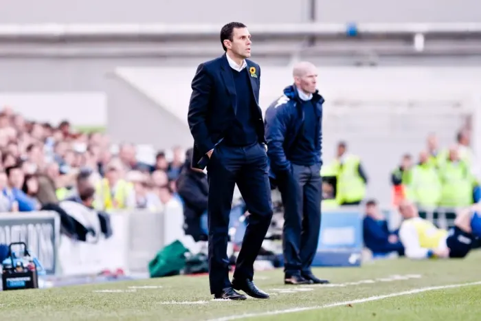 Framed Print : Gus Poyet Leads Brighton & Hove Albion Against Portsmouth in Championship Clash, March 10, 2012 Framed Print : Gus Poyet Leads Brighton & Hove Albion Against Portsmouth in Championship Clash, March 10, 2012