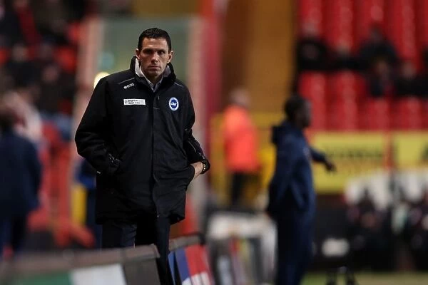 Gus Poyet Leads Brighton & Hove Albion at The Valley, Npower Championship, December 2012