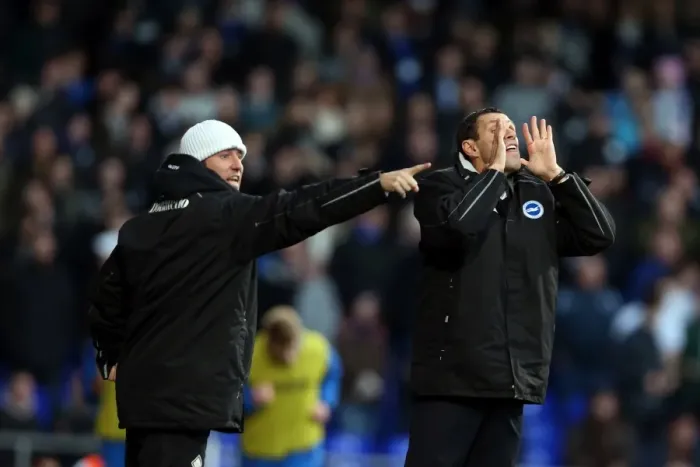 Framed Print : Gus Poyet and Mauricio Taricco: Tactical Discussion at Ipswich Town vs. Brighton & Hove Albion (1st January 2013) Framed Print : Gus Poyet and Mauricio Taricco: Tactical Discussion at Ipswich Town vs. Brighton & Hove Albion (1st January 2013)