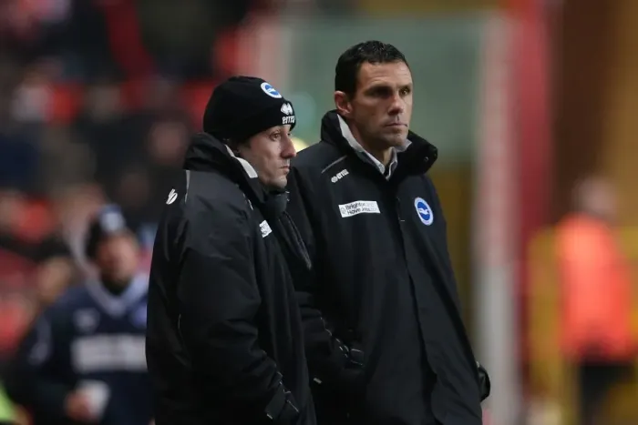 Framed Print : Gus Poyet and Mauricio Taricco: Tactical Discussion at The Valley (Charlton Athletic vs Brighton & Hove Albion, December 2012) Framed Print : Gus Poyet and Mauricio Taricco: Tactical Discussion at The Valley (Charlton Athletic vs Brighton & Hove Albion, December 2012)