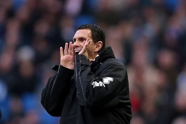 Gus Poyet Shouting in the Heat of the Action: Brighton & Hove Albion vs. Nottingham Forest, Npower Championship, Amex Stadium, December 15, 2012