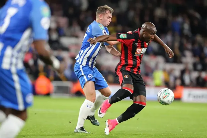 Framed Print : Hutchinson vs. Afobe: Clash of the Stars in Bournemouth vs. Brighton EFL Cup Match (19SEP17) Framed Print : Hutchinson vs. Afobe: Clash of the Stars in Bournemouth vs. Brighton EFL Cup Match (19SEP17)