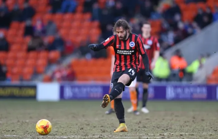 Framed Print : Inigo Calderon in Action: Blackpool vs. Brighton & Hove Albion, Bloomfield Road, 31st January 2015 Framed Print : Inigo Calderon in Action: Blackpool vs. Brighton & Hove Albion, Bloomfield Road, 31st January 2015