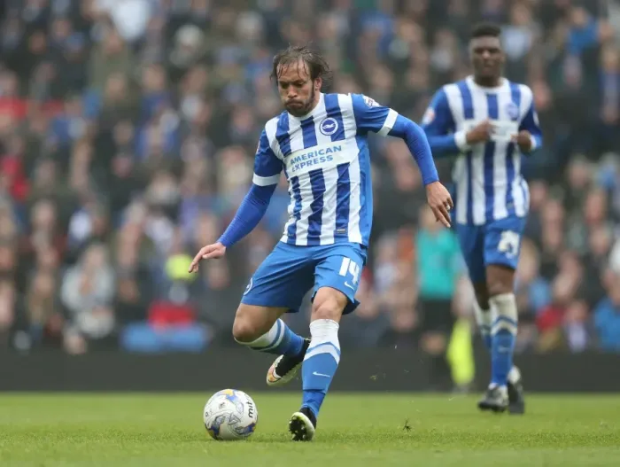 Framed Print : Inigo Calderon in Action: Brighton & Hove Albion vs. Norwich City (Sky Bet Championship, April 3, 2015)