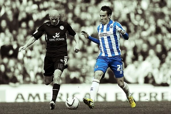 Intense Battle for Possession: David Lopez vs. Paul Konchesky, Brighton & Hove Albion vs. Leicester City (April 6, 2013)