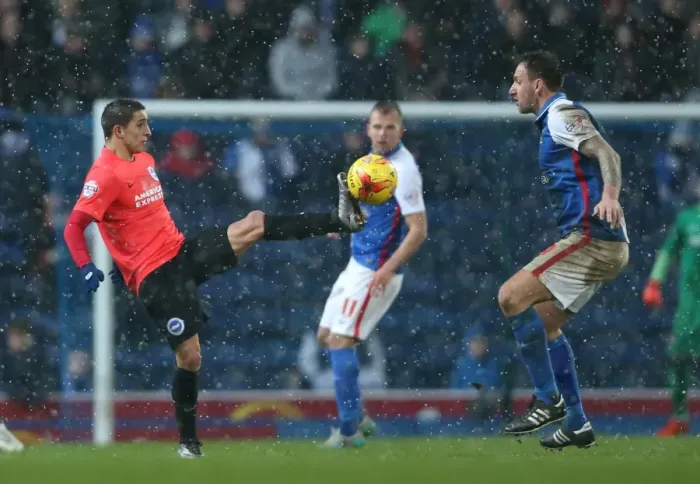 Framed Print : Intense Championship Showdown: Brighton and Hove Albion vs. Blackburn Rovers at Ewood Park (16 January 2016)