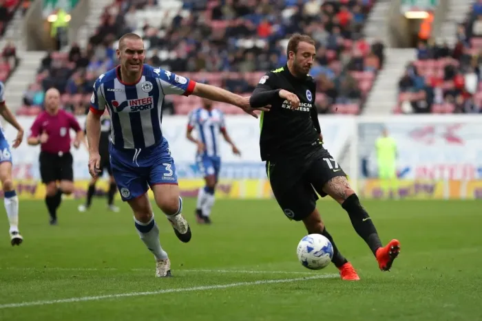 Framed Print : Intense Championship Showdown: Brighton and Hove Albion vs. Wigan Athletic at DW Stadium (22OCT16) Framed Print : Intense Championship Showdown: Brighton and Hove Albion vs. Wigan Athletic at DW Stadium (22OCT16)