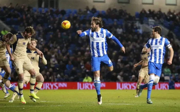 Framed Print : Intense Championship Showdown: Brighton & Hove Albion vs Leeds United (24 February 2015) Framed Print : Intense Championship Showdown: Brighton & Hove Albion vs Leeds United (24 February 2015)
