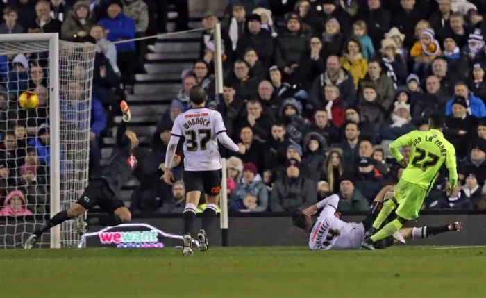 Framed Print : Intense Championship Showdown: Derby County vs. Brighton & Hove Albion at iPro Stadium (12DEC15)