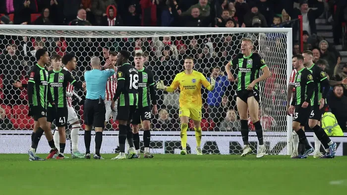 Framed Print : Intense FA Cup Battle: Stoke City vs. Brighton & Hove Albion (6th January 2024)