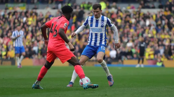 Framed Print : Intense Premier League Clash: Brighton & Hove Albion vs. Norwich City (02APR22) Framed Print : Intense Premier League Clash: Brighton & Hove Albion vs. Norwich City (02APR22)