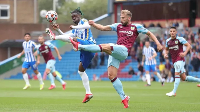 Framed Print : Intense Premier League Clash: Burnley vs. Brighton & Hove Albion at Turf Moor (14AUG21)