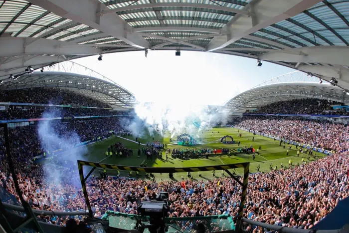 Framed Print : Intense Premier League Showdown: Brighton & Hove Albion vs Manchester City (12 May 2019)