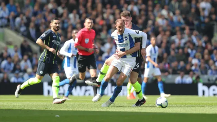 Framed Print : Intense Premier League Showdown: Brighton & Hove Albion vs Manchester City (May 12, 2019)
