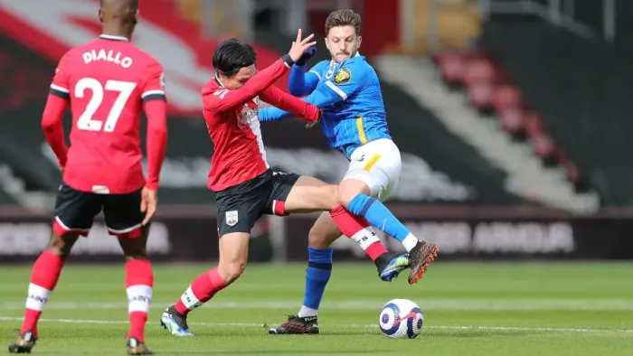 Framed Print : Intense Premier League Showdown: Southampton vs. Brighton & Hove Albion at St. Mary's Stadium (14MAR21)