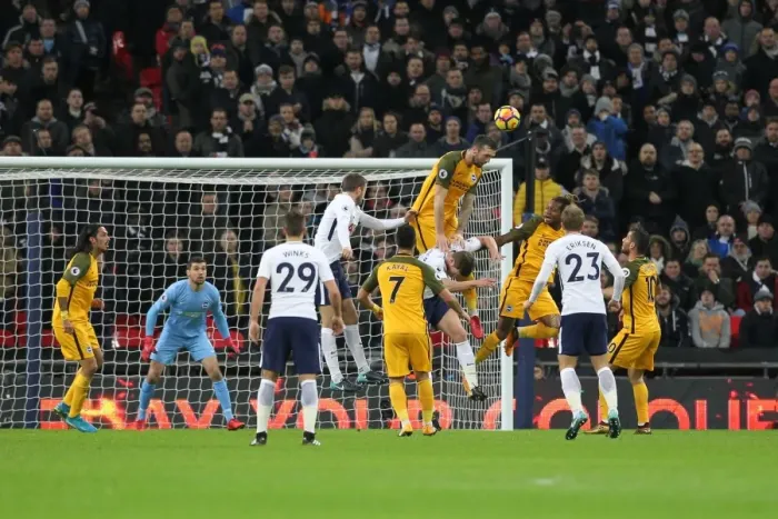 Framed Print : Intense Premier League Showdown: Tottenham Hotspur vs. Brighton and Hove Albion at Wembley Stadium (13DEC17)