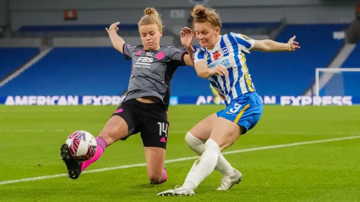 Framed Print : Intense WSL Clash: Brighton & Hove Albion Women vs. Leicester City Women (14NOV21) Framed Print : Intense WSL Clash: Brighton & Hove Albion Women vs. Leicester City Women (14NOV21)
