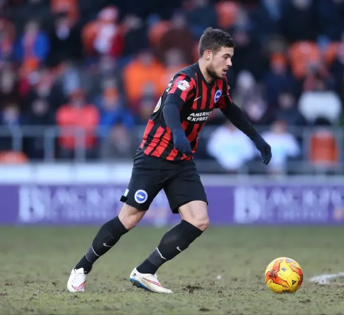 Framed Print : Jake Forster-Caskey in Action: Brighton Midfielder Faces Blackpool in Sky Bet Championship Match, 31st January 2015