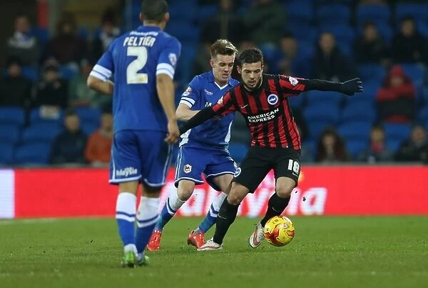 Jake Forster-Caskey in Action: Cardiff City vs. Brighton and Hove Albion, Sky Bet Championship 2015 - Midfielder's Determined Performance