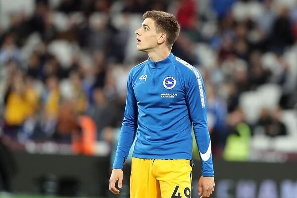 Jayson Molumby of Brighton and Hove Albion in Pre-Match Warm-up at London Stadium (West Ham United vs. Brighton and Hove Albion, Premier League, 20th October 2017)