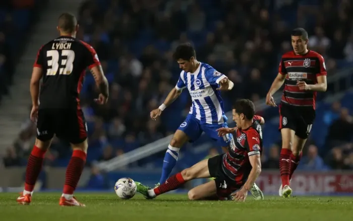 Framed Print : Joao Carlos Teixeira in Action: Brighton Midfielder Battles Huddersfield Town at American Express Community Stadium (14APR15) Framed Print : Joao Carlos Teixeira in Action: Brighton Midfielder Battles Huddersfield Town at American Express Community Stadium (14APR15)