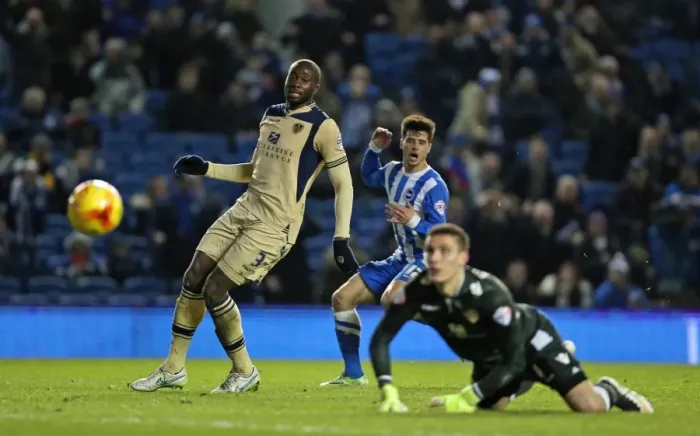 Framed Print : Joao Carlos Teixeira in Action for Brighton and Hove Albion against Leeds United, 2015 Framed Print : Joao Carlos Teixeira in Action for Brighton and Hove Albion against Leeds United, 2015