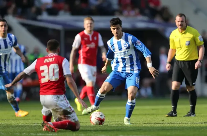 Framed Print : Joao Carlos Teixeira in Action for Brighton and Hove Albion against Rotherham United, Sky Bet Championship 2015 Framed Print : Joao Carlos Teixeira in Action for Brighton and Hove Albion against Rotherham United, Sky Bet Championship 2015