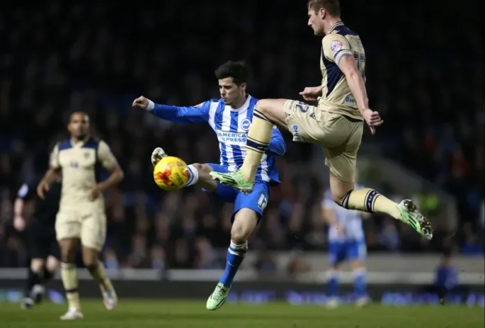 Framed Print : Joao Carlos Teixeira in Action: Brighton & Hove Albion vs Leeds United, American Express Community Stadium (24 February 2015) Framed Print : Joao Carlos Teixeira in Action: Brighton & Hove Albion vs Leeds United, American Express Community Stadium (24 February 2015)