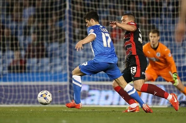 Joao Carlos Teixeira in Action: Brighton Midfielder Fights for Possession against Huddersfield Town (April 2015)