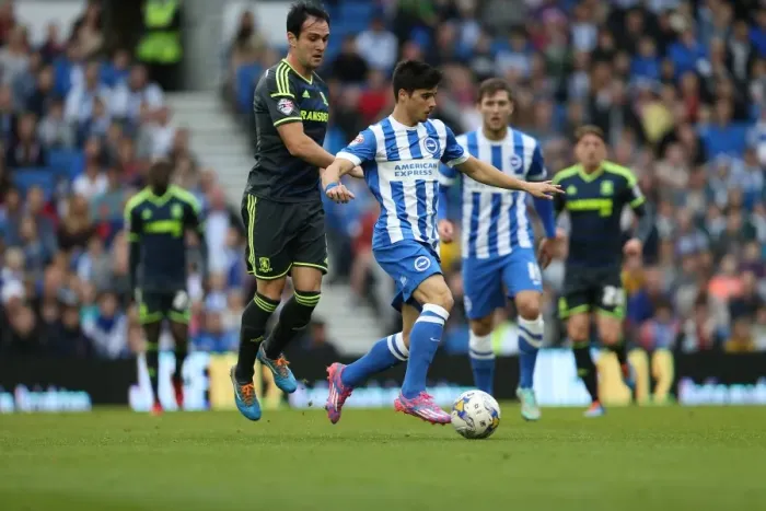 Framed Print : Joao Teixeira in Action: Brighton and Hove Albion vs. Middlesbrough (18th October 2014) Framed Print : Joao Teixeira in Action: Brighton and Hove Albion vs. Middlesbrough (18th October 2014)